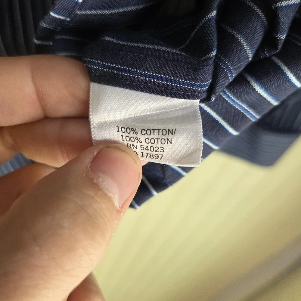 Banana Republic Dress‎ Shirt Mens Medium Blue Stripe Regular Fit Long Sleeve